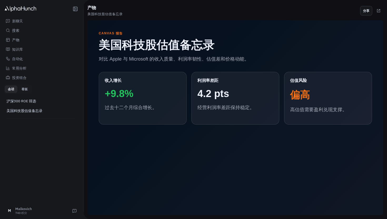 展示生成式可视化分析页面的 Canvas 预览区